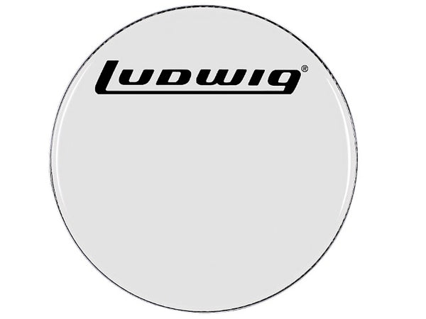 Peau de batterie blanche lisse Ludwig 26" avec logo Block