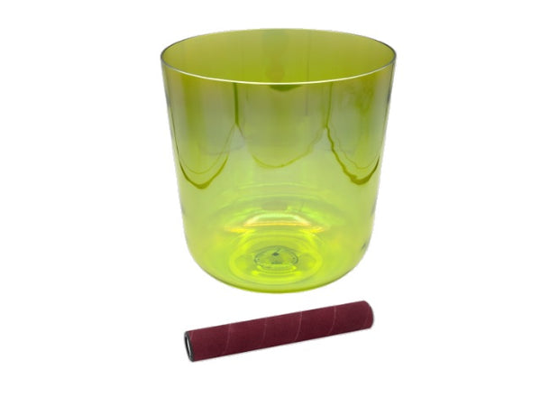 Bol chantant en cristal Infinity de Sela Percussion de 7,25 po en A3 432 Hz Jaune Vert