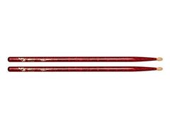 Vater Color Wrap 5A Wood Tip Drumsticks Red Sparkle